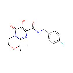 CC1(C)OCCn2c1nc(C(=O)NCc1ccc(F)cc1)c(O)c2=O ZINC000035012405