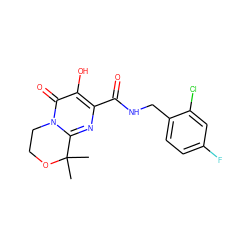 CC1(C)OCCn2c1nc(C(=O)NCc1ccc(F)cc1Cl)c(O)c2=O ZINC000035012444