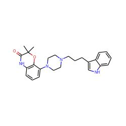 CC1(C)Oc2c(cccc2N2CCN(CCCc3c[nH]c4ccccc34)CC2)NC1=O ZINC000013674853