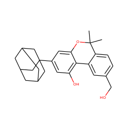 CC1(C)Oc2cc(C34CC5CC(CC(C5)C3)C4)cc(O)c2-c2cc(CO)ccc21 ZINC000095602454