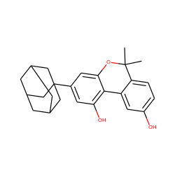 CC1(C)Oc2cc(C34CC5CC(CC(C5)C3)C4)cc(O)c2-c2cc(O)ccc21 ZINC000095604189