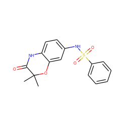 CC1(C)Oc2cc(NS(=O)(=O)c3ccccc3)ccc2NC1=O ZINC000046088452