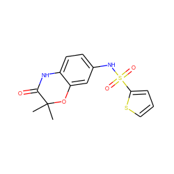 CC1(C)Oc2cc(NS(=O)(=O)c3cccs3)ccc2NC1=O ZINC000046088666