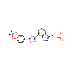 CC1(C)Oc2ccc(-c3nc(-c4cccc5c(CCC(=O)O)c[nH]c45)no3)cc2O1 ZINC000084617281