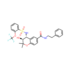 CC1(C)Oc2ccc(C(=O)NCCc3ccccc3)cc2[C@@H](NS(=O)(=O)c2ccccc2OC(F)(F)F)[C@@H]1O ZINC000028706660