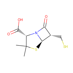 CC1(C)S[C@@H]2[C@@H](CS)C(=O)N2[C@H]1C(=O)O ZINC000028758962