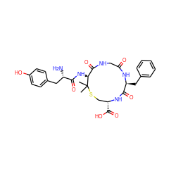 CC1(C)SC[C@@H](C(=O)O)NC(=O)[C@H](Cc2ccccc2)NC(=O)CNC(=O)[C@@H]1NC(=O)[C@@H](N)Cc1ccc(O)cc1 ZINC000027202671