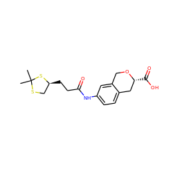 CC1(C)SC[C@H](CCC(=O)Nc2ccc3c(c2)CO[C@H](C(=O)O)C3)S1 ZINC000043012483