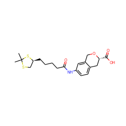 CC1(C)SC[C@H](CCCCC(=O)Nc2ccc3c(c2)CO[C@H](C(=O)O)C3)S1 ZINC000043062370