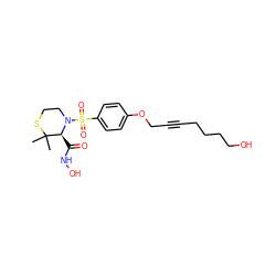 CC1(C)SCCN(S(=O)(=O)c2ccc(OCC#CCCCCO)cc2)[C@H]1C(=O)NO ZINC000028571033