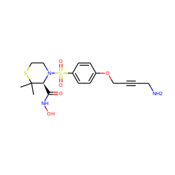 CC1(C)SCCN(S(=O)(=O)c2ccc(OCC#CCN)cc2)[C@H]1C(=O)NO ZINC000016051763