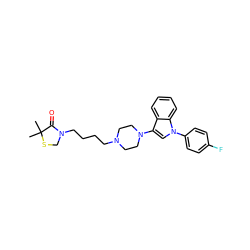 CC1(C)SCN(CCCCN2CCN(c3cn(-c4ccc(F)cc4)c4ccccc34)CC2)C1=O ZINC000013759409