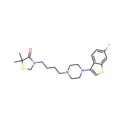 CC1(C)SCN(CCCCN2CCN(c3csc4cc(F)ccc34)CC2)C1=O ZINC000013759439