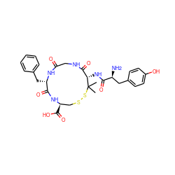 CC1(C)SSC[C@@H](C(=O)O)NC(=O)[C@H](Cc2ccccc2)NC(=O)CNC(=O)[C@@H]1NC(=O)[C@@H](N)Cc1ccc(O)cc1 ZINC000026829711