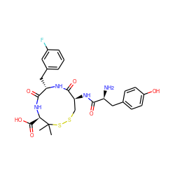 CC1(C)SSC[C@H](NC(=O)[C@@H](N)Cc2ccc(O)cc2)C(=O)N[C@@H](Cc2cccc(F)c2)C(=O)N[C@@H]1C(=O)O ZINC000029336059