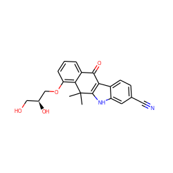 CC1(C)c2[nH]c3cc(C#N)ccc3c2C(=O)c2cccc(OC[C@@H](O)CO)c21 ZINC000114801199