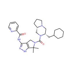 CC1(C)c2[nH]nc(NC(=O)c3ccccn3)c2CN1C(=O)N1C[C@@H]2CCCN2C[C@@H]1CC1CCCCC1 ZINC000114183193