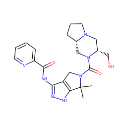 CC1(C)c2[nH]nc(NC(=O)c3ccccn3)c2CN1C(=O)N1C[C@@H]2CCCN2C[C@@H]1CO ZINC000114198534