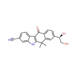 CC1(C)c2cc([C@@H](O)CO)ccc2C(=O)c2c1[nH]c1cc(C#N)ccc21 ZINC000114801365