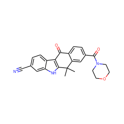 CC1(C)c2cc(C(=O)N3CCOCC3)ccc2C(=O)c2c1[nH]c1cc(C#N)ccc21 ZINC000114801005