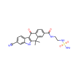 CC1(C)c2cc(C(=O)NCCNS(N)(=O)=O)ccc2C(=O)c2c1[nH]c1cc(C#N)ccc21 ZINC000114802135