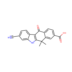 CC1(C)c2cc(C(=O)O)ccc2C(=O)c2c1[nH]c1cc(C#N)ccc21 ZINC000114801540