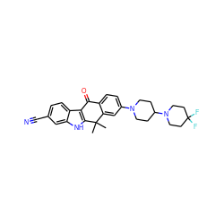 CC1(C)c2cc(N3CCC(N4CCC(F)(F)CC4)CC3)ccc2C(=O)c2c1[nH]c1cc(C#N)ccc21 ZINC000114801087