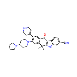 CC1(C)c2cc(N3CCC(N4CCCC4)CC3)c(C3=CCNCC3)cc2C(=O)c2c1[nH]c1cc(C#N)ccc21 ZINC000114802453