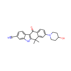 CC1(C)c2cc(N3CCC(O)CC3)ccc2C(=O)c2c1[nH]c1cc(C#N)ccc21 ZINC000071340654