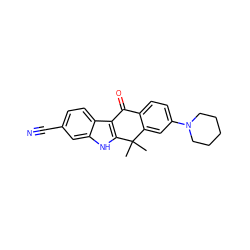 CC1(C)c2cc(N3CCCCC3)ccc2C(=O)c2c1[nH]c1cc(C#N)ccc21 ZINC000071334216