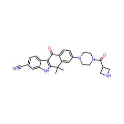 CC1(C)c2cc(N3CCN(C(=O)C4CNC4)CC3)ccc2C(=O)c2c1[nH]c1cc(C#N)ccc21 ZINC000653765582