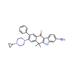 CC1(C)c2cc(N3CCN(C4CC4)CC3)c(-c3ccccc3)cc2C(=O)c2c1[nH]c1cc(C#N)ccc21 ZINC000114801872