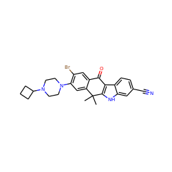 CC1(C)c2cc(N3CCN(C4CCC4)CC3)c(Br)cc2C(=O)c2c1[nH]c1cc(C#N)ccc21 ZINC000114800392