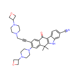 CC1(C)c2cc(N3CCN(C4COC4)CC3)c(C#CCN3CCN(C4COC4)CC3)cc2C(=O)c2c1[nH]c1cc(C#N)ccc21 ZINC000114802603