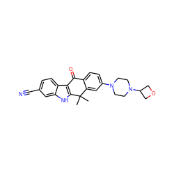 CC1(C)c2cc(N3CCN(C4COC4)CC3)ccc2C(=O)c2c1[nH]c1cc(C#N)ccc21 ZINC000071334121