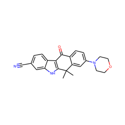 CC1(C)c2cc(N3CCOCC3)ccc2C(=O)c2c1[nH]c1cc(C#N)ccc21 ZINC000071333174