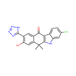 CC1(C)c2cc(O)c(-c3nnn[nH]3)cc2C(=O)c2c1[nH]c1cc(Cl)ccc21 ZINC000114802697