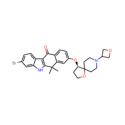 CC1(C)c2cc(O[C@@H]3CCOC34CCN(C3COC3)CC4)ccc2C(=O)c2c1[nH]c1cc(Br)ccc21 ZINC000114800997