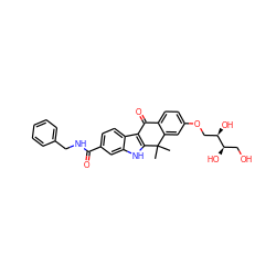 CC1(C)c2cc(OC[C@@H](O)[C@H](O)CO)ccc2C(=O)c2c1[nH]c1cc(C(=O)NCc3ccccc3)ccc21 ZINC000203815932