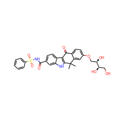 CC1(C)c2cc(OC[C@@H](O)[C@H](O)CO)ccc2C(=O)c2c1[nH]c1cc(C(=O)NS(=O)(=O)c3ccccc3)ccc21 ZINC000116889363