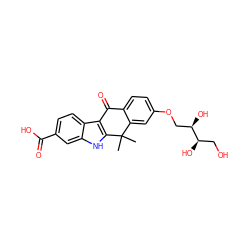 CC1(C)c2cc(OC[C@@H](O)[C@H](O)CO)ccc2C(=O)c2c1[nH]c1cc(C(=O)O)ccc21 ZINC000116890415