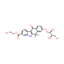 CC1(C)c2cc(OC[C@@H](O)[C@H](O)CO)ccc2C(=O)c2c1[nH]c1cc(C(=O)OCCO)ccc21 ZINC000116889440