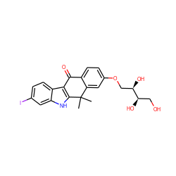 CC1(C)c2cc(OC[C@@H](O)[C@H](O)CO)ccc2C(=O)c2c1[nH]c1cc(I)ccc21 ZINC000114803215