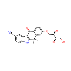 CC1(C)c2cc(OC[C@@H](O)[C@H](O)CO)ccc2C(=O)c2c1[nH]c1ccc(C#N)cc21 ZINC000114801656