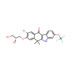 CC1(C)c2cc(OC[C@H](O)CO)c(Br)cc2C(=O)c2c1[nH]c1cc(OC(F)(F)F)ccc21 ZINC000114801489