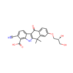 CC1(C)c2cc(OC[C@H](O)CO)ccc2C(=O)c2c1[nH]c1c(C(=O)O)c(C#N)ccc21 ZINC000114802524