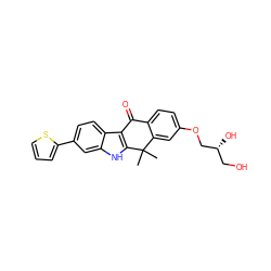 CC1(C)c2cc(OC[C@H](O)CO)ccc2C(=O)c2c1[nH]c1cc(-c3cccs3)ccc21 ZINC000114803050