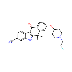 CC1(C)c2cc(OC3CCN(CCF)CC3)ccc2C(=O)c2c1[nH]c1cc(C#N)ccc21 ZINC000114801001