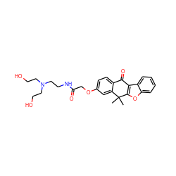 CC1(C)c2cc(OCC(=O)NCCN(CCO)CCO)ccc2C(=O)c2c1oc1ccccc21 ZINC000114803442