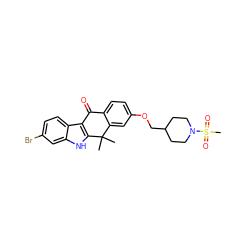 CC1(C)c2cc(OCC3CCN(S(C)(=O)=O)CC3)ccc2C(=O)c2c1[nH]c1cc(Br)ccc21 ZINC000114801957